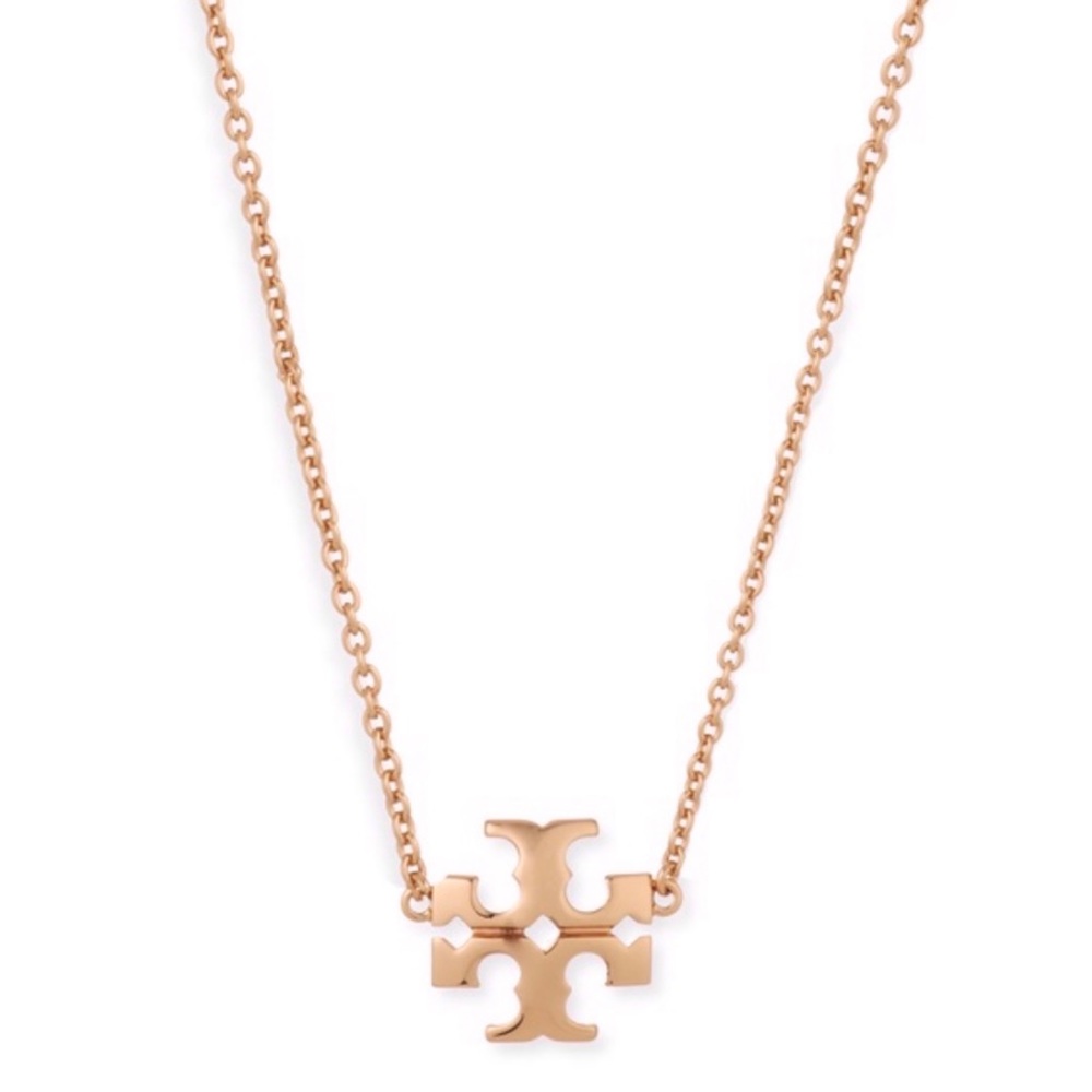 TORY BURCH • Rose Gold Kira Logo Charm Pendant Necklace
